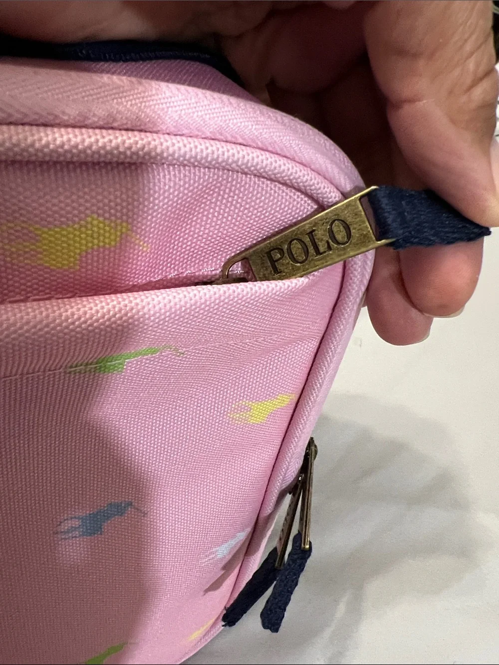 Polo by Ralph Lauren Pink Kids Zip Pouch with Multicolor Pony Motif LUNCH BAG